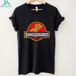 Saugusaurus Orange Dinosaur X Jurassic Park logo shirt