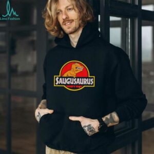 Saugusaurus Orange Dinosaur X Jurassic Park logo shirt