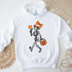 Skeleton Sunglasses Bow Tie Flower Halloween Girls Shirt