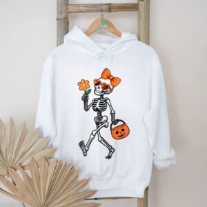 Skeleton Sunglasses Bow Tie Flower Halloween Girls Shirt