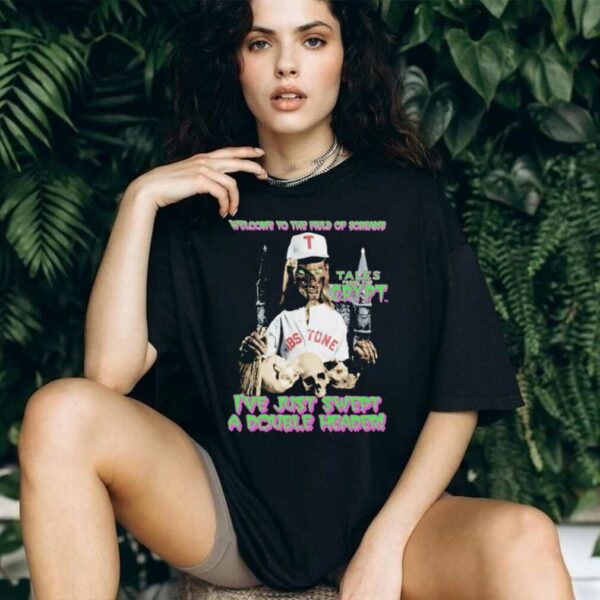 Welcome to the field of screams I’ve just swept a doubleheader Halloween shirt