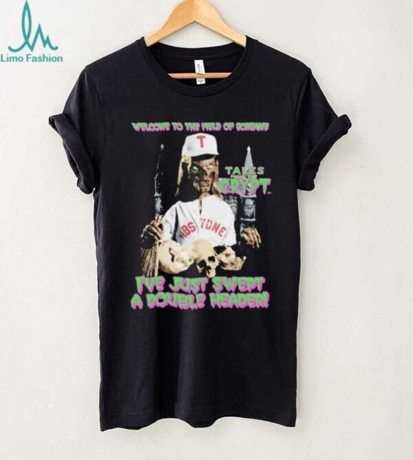 Welcome to the field of screams I’ve just swept a doubleheader Halloween shirt