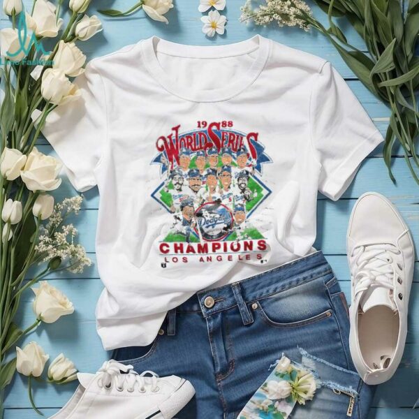 1988 Los Angeles Dodgers World Series Champions Vintage White Salem Sportswear MLB Caricature Shirt