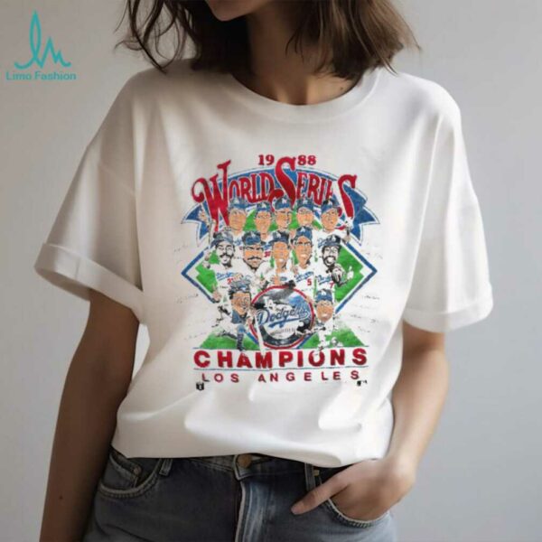 1988 Los Angeles Dodgers World Series Champions Vintage White Salem Sportswear MLB Caricature Shirt
