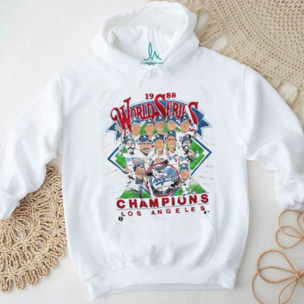 1988 Los Angeles Dodgers World Series Champions Vintage White Salem Sportswear MLB Caricature Shirt