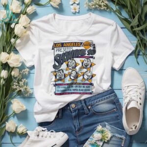 1990 Los Angeles Lakers Vintage White Nutmeg Mills “Showtime 90” Movie Poster Inspired NBA Shirt