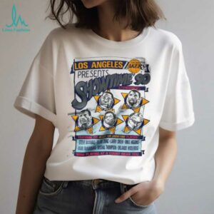 1990 Los Angeles Lakers Vintage White Nutmeg Mills “Showtime 90” Movie Poster Inspired NBA Shirt