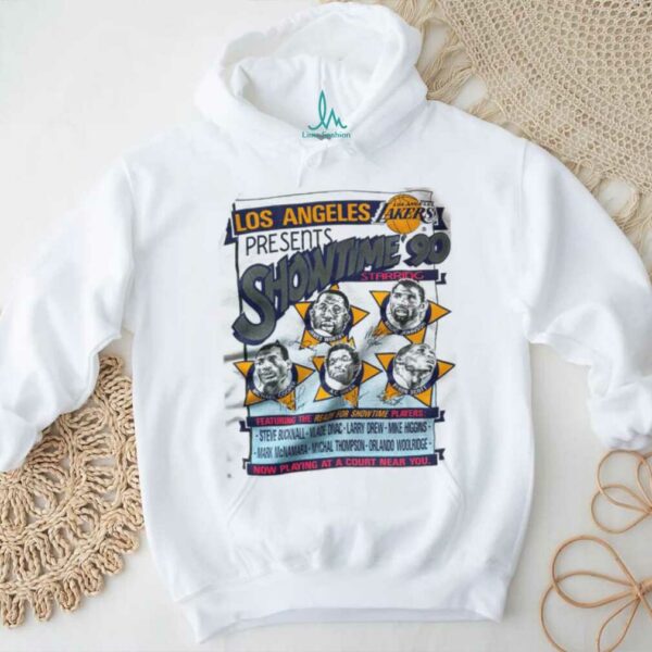 1990 Los Angeles Lakers Vintage White Nutmeg Mills “Showtime 90” Movie Poster Inspired NBA Shirt