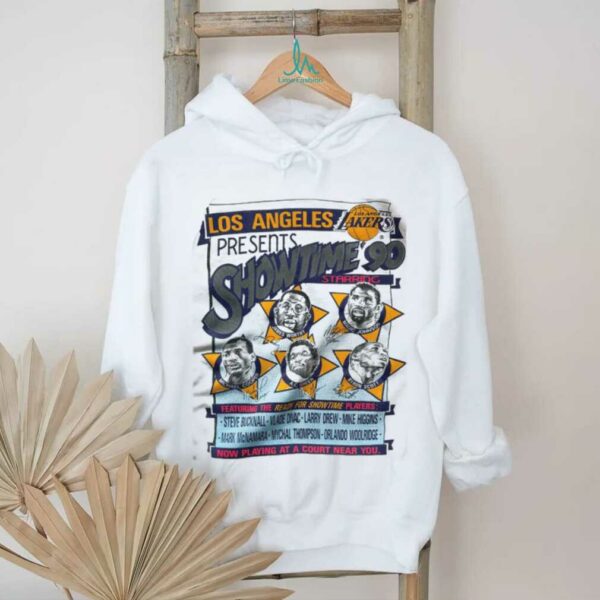 1990 Los Angeles Lakers Vintage White Nutmeg Mills “Showtime 90” Movie Poster Inspired NBA Shirt