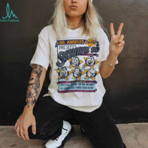 1990 Los Angeles Lakers Vintage White Nutmeg Mills “Showtime 90” Movie Poster Inspired NBA Shirt