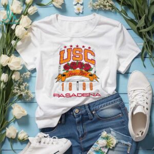 1990 USC Trojans Rose Bowl Pasadena California Vintage White Puff Print College Football Shirt