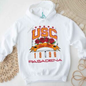 1990 USC Trojans Rose Bowl Pasadena California Vintage White Puff Print College Football Shirt