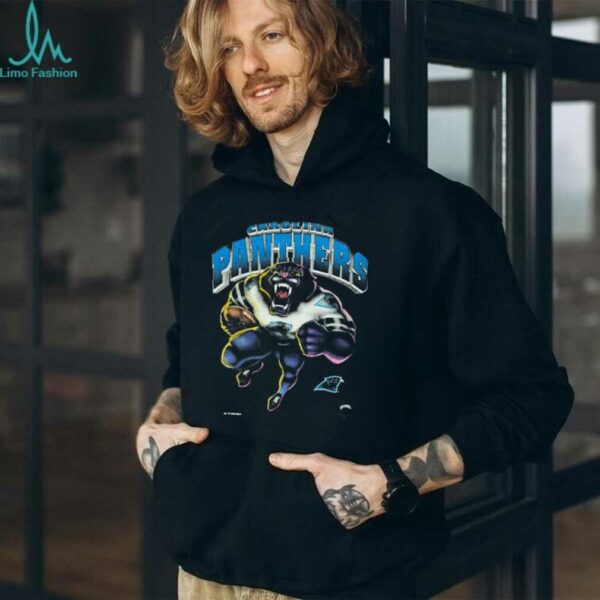 1993 Carolina Panthers Vintage Faded Black Nutmeg Mills Roaring Cartoon Panther NFL Shirt