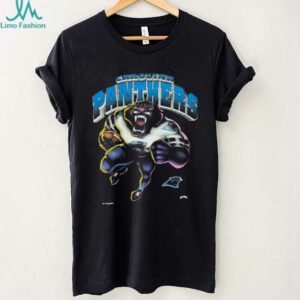 1993 Carolina Panthers Vintage Faded Black Nutmeg Mills Roaring Cartoon Panther NFL Shirt