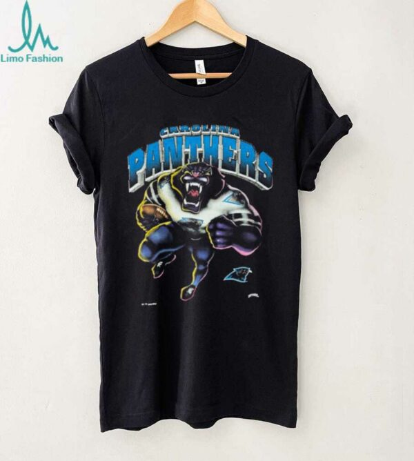 1993 Carolina Panthers Vintage Faded Black Nutmeg Mills Roaring Cartoon Panther NFL Shirt