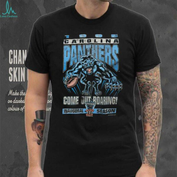 1995 Carolina Panthers Vintage Faded Black Inaugural Season Come Out Roaring Starter NFL Shirt