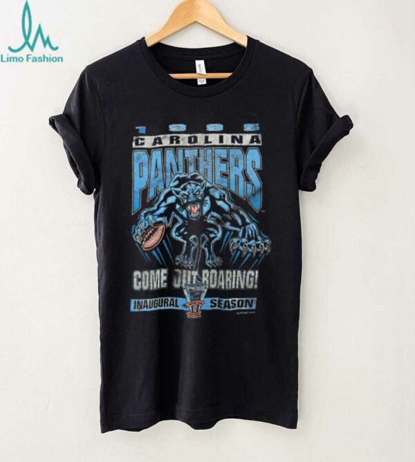 1995 Carolina Panthers Vintage Faded Black Inaugural Season Come Out Roaring Starter NFL Shirt
