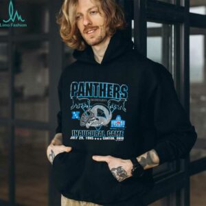 1995 Carolina Panthers Vintage Logo 7 Inaugural Season Hall of Fame Game Full Alternate Cat Logo NFL Shirt