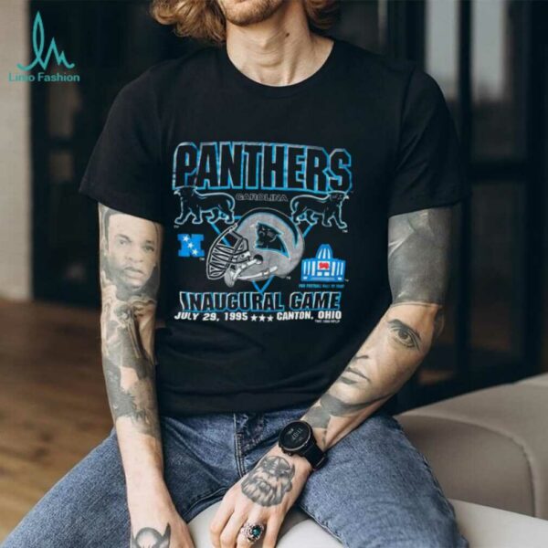 1995 Carolina Panthers Vintage Logo 7 Inaugural Season Hall of Fame Game Full Alternate Cat Logo NFL Shirt