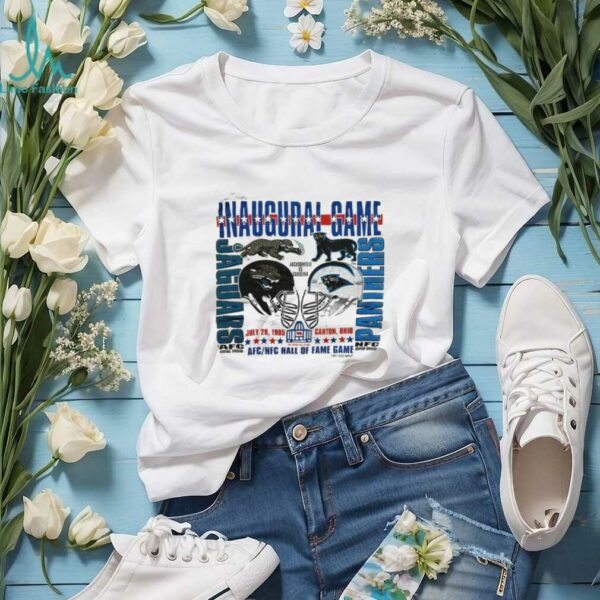 1995 Carolina Panthers vs. Jacksonville Jaguars Vintage Heather Grey Logo 7 Inaugural Game Hall of Fame Game NFL Shirt