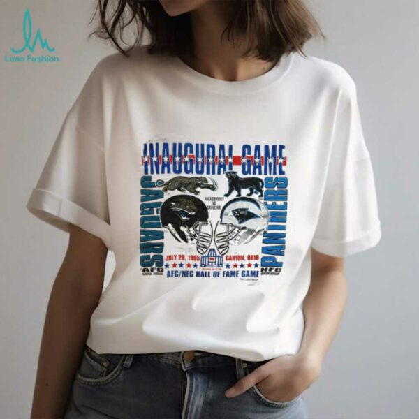 1995 Carolina Panthers vs. Jacksonville Jaguars Vintage Heather Grey Logo 7 Inaugural Game Hall of Fame Game NFL Shirt