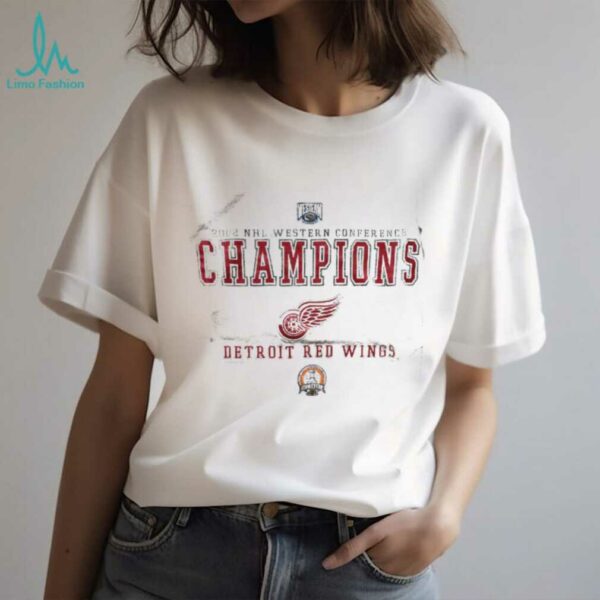 2002 Detroit Red Wings Western Division Champions Stanley Cup Finals Vintage Grey Lee Sport NHL  Shirt