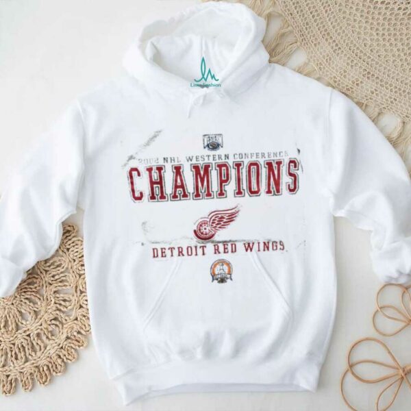 2002 Detroit Red Wings Western Division Champions Stanley Cup Finals Vintage Grey Lee Sport NHL  Shirt