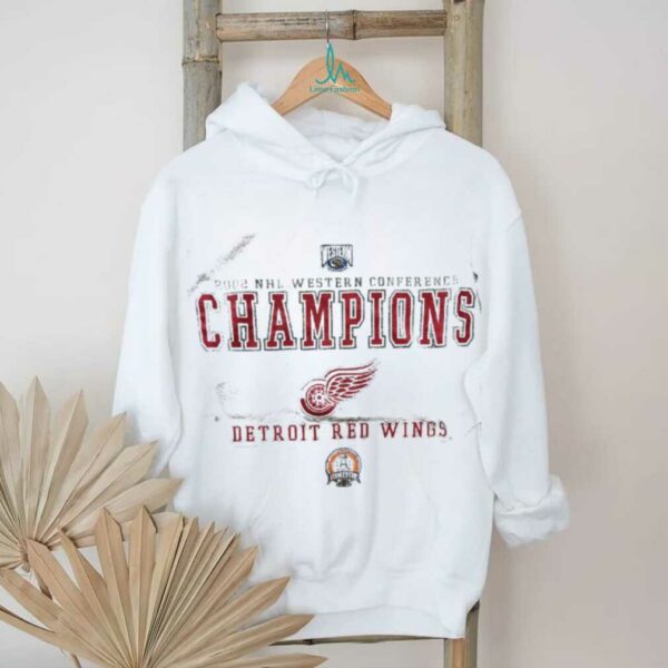 2002 Detroit Red Wings Western Division Champions Stanley Cup Finals Vintage Grey Lee Sport NHL  Shirt