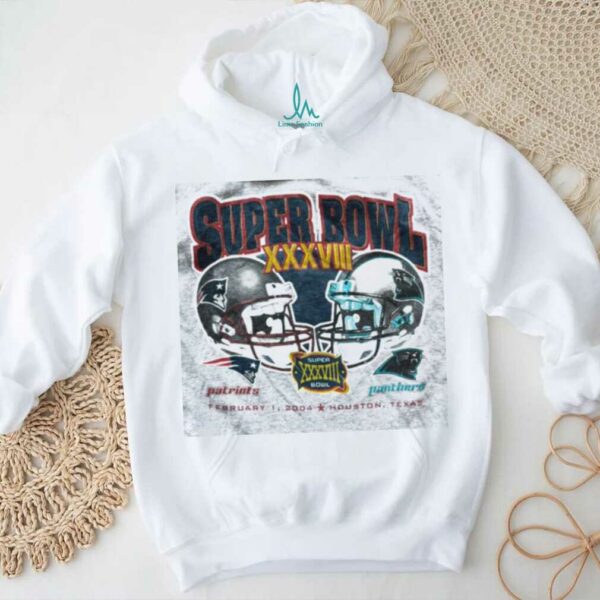 2004 Carolina Panthers vs. New England Patriots Super Bowl XXXVIII Vintage Grey NFL Shirt
