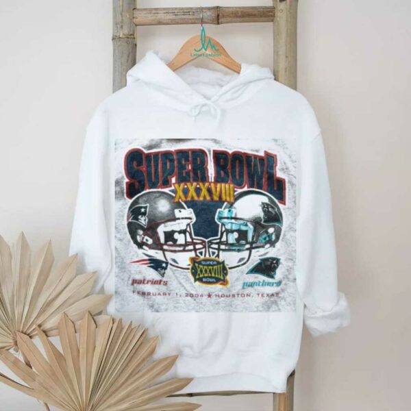 2004 Carolina Panthers vs. New England Patriots Super Bowl XXXVIII Vintage Grey NFL Shirt