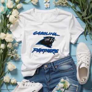90’s Carolina Panthers Vintage White Cat Scratch Font NFL Plain Logo Shirt