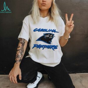 90’s Carolina Panthers Vintage White Cat Scratch Font NFL Plain Logo Shirt