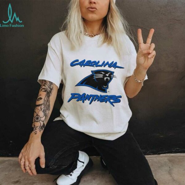 90’s Carolina Panthers Vintage White Cat Scratch Font NFL Plain Logo Shirt