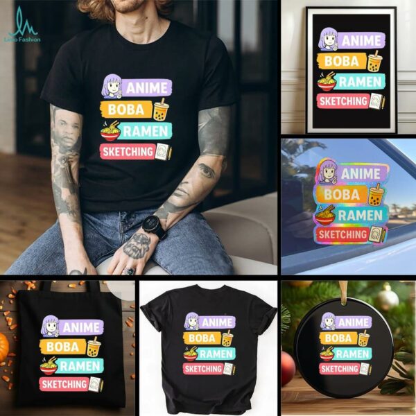 Anime Boba Ramen Sketching shirt
