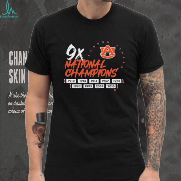 Auburn Tigers 9x Time National Champions 1910 1913 1914 1957 1958 1983 1993 2004 2010 Shirts