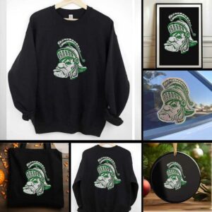 Awesome Michigan State University Spartans Big Head Logo T Shirt