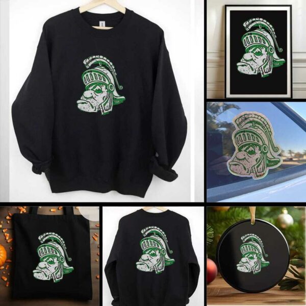 Awesome Michigan State University Spartans Big Head Logo T Shirt