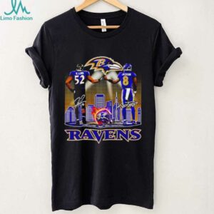 Baltimore Ravens R. Lewis and Jackson signature city skyline shirt