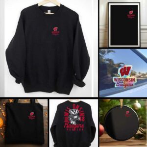 Black Wisconsin Badgers Comfort Colors Mascot Overlay T Shirt