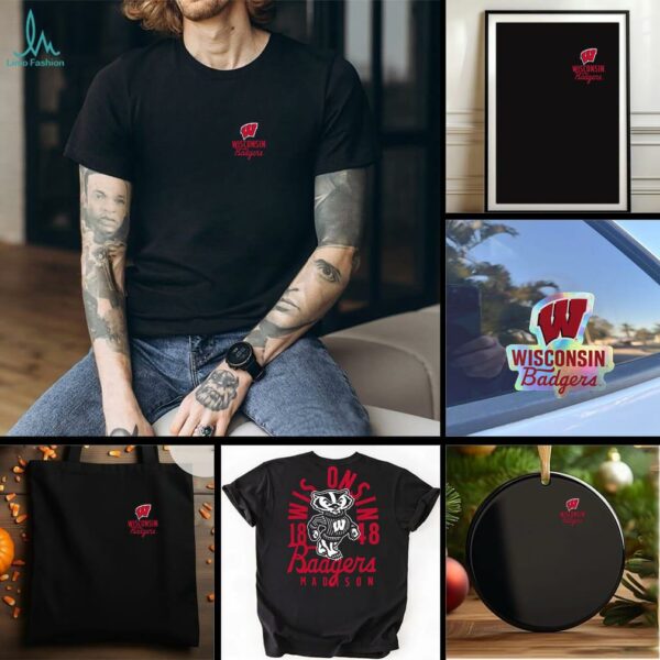 Black Wisconsin Badgers Comfort Colors Mascot Overlay T Shirt