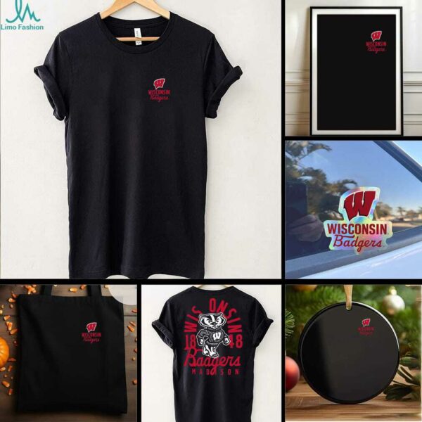 Black Wisconsin Badgers Comfort Colors Mascot Overlay T Shirt
