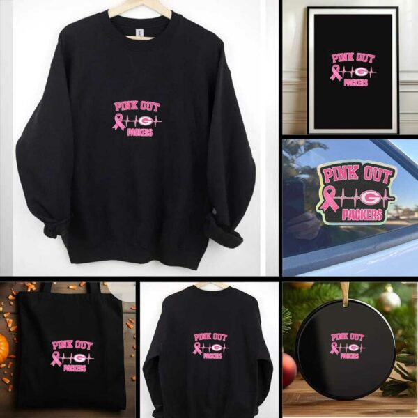 Breast Cancer Awareness Heartbeat Pink Out Green Bay Packers shirt