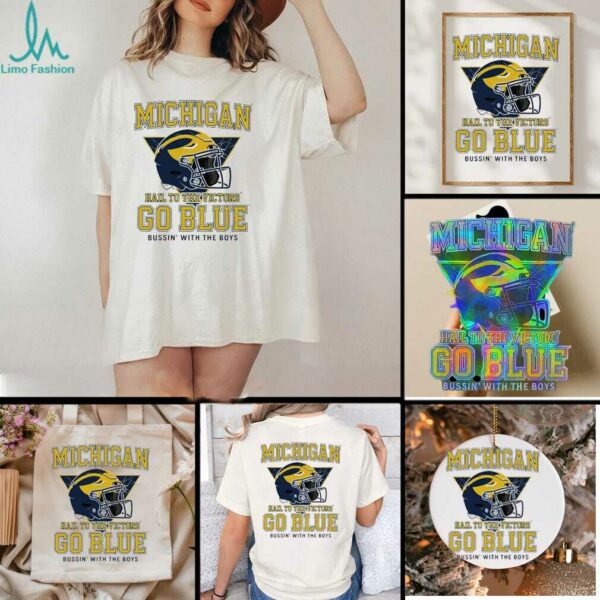 Bussin With The Boys x Michigan Helmet T Shirt_11zon