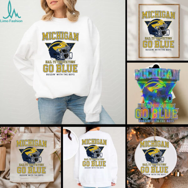 Bussin With The Boys x Michigan Helmet T Shirt_11zon