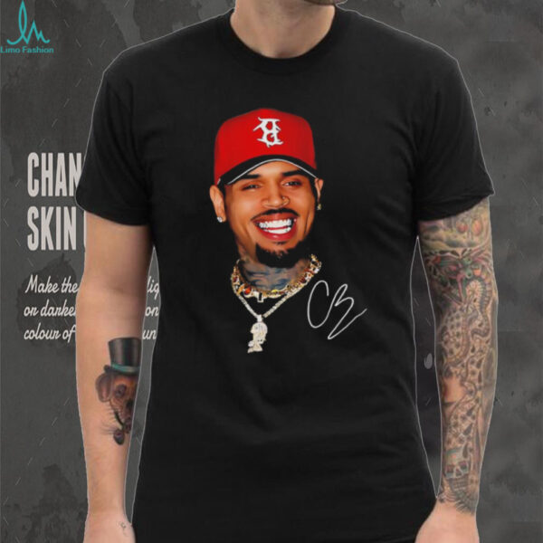 CB rapperBig face red hat gang graphic signature shirt