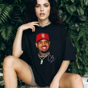 CB rapperBig face red hat gang graphic signature shirt