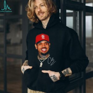 CB rapperBig face red hat gang graphic signature shirt
