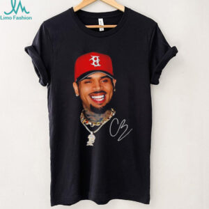 CB rapperBig face red hat gang graphic signature shirt