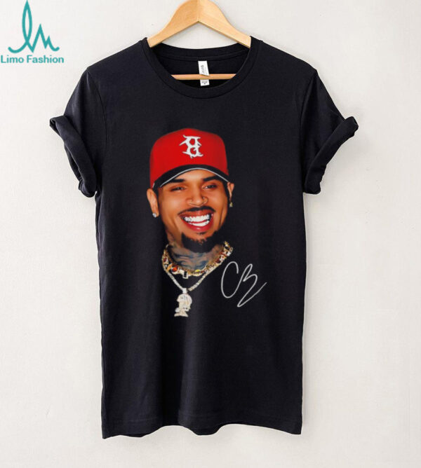 CB rapperBig face red hat gang graphic signature shirt