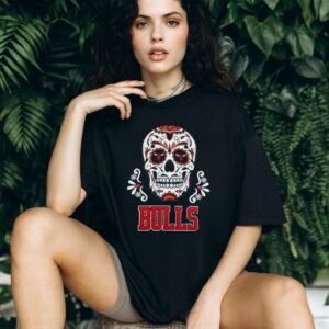 Chicago Bulls Sugar Skull Dia De Los Muertos Black T Shirt